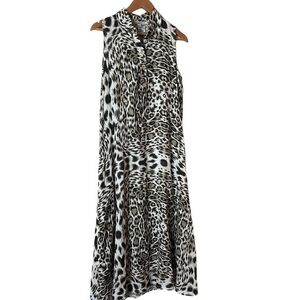 Vanessa Alexandra Italian Linen Long Animal Print Sleeveless Maxi Dress M